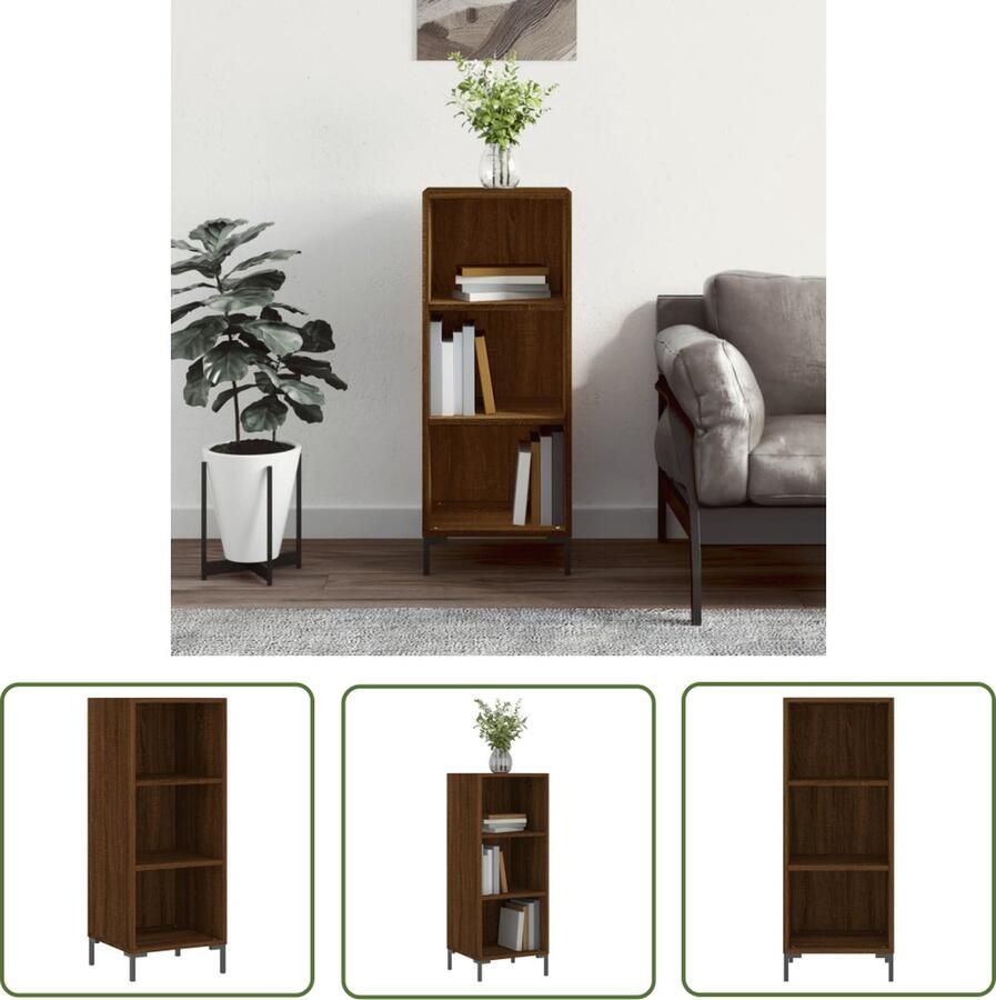 The Living Store Dressoir 34 5x32 5x90 cm bewerkt hout bruin eikenkleur Dressoir Houten Dressoir Vintage Dressoir Landelijk Dressoir Bruine Eiken Dressoir - Foto 2