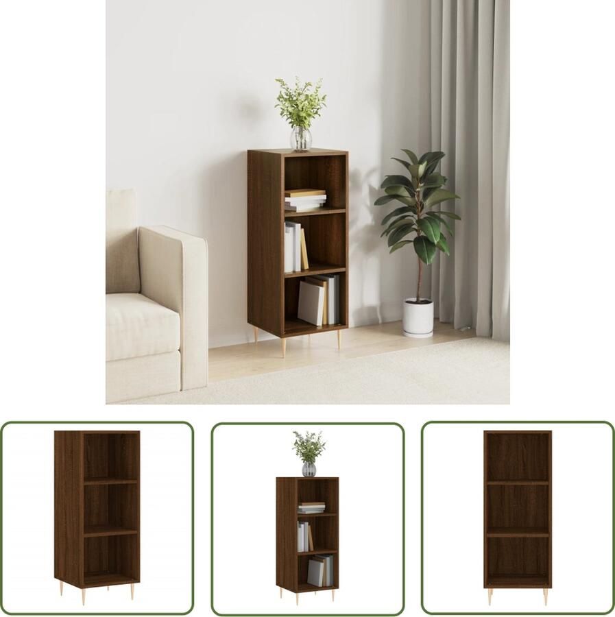 The Living Store Dressoir 34 5x32 5x90 cm bewerkt hout bruin eikenkleur Dressoir Houten Dressoir Vintage Dressoir Landelijk Dressoir Bruine Eiken Dressoir - Foto 3