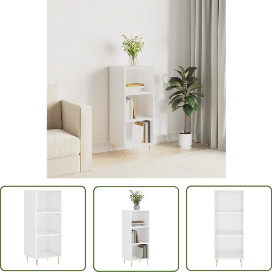 VidaXL Dressoir 34 5x32 5x90 cm bewerkt hout hoogglans wit Dressoir Houten Dressoir Hoogglans Wit Dressoir Vintage Dressoir Salontafel