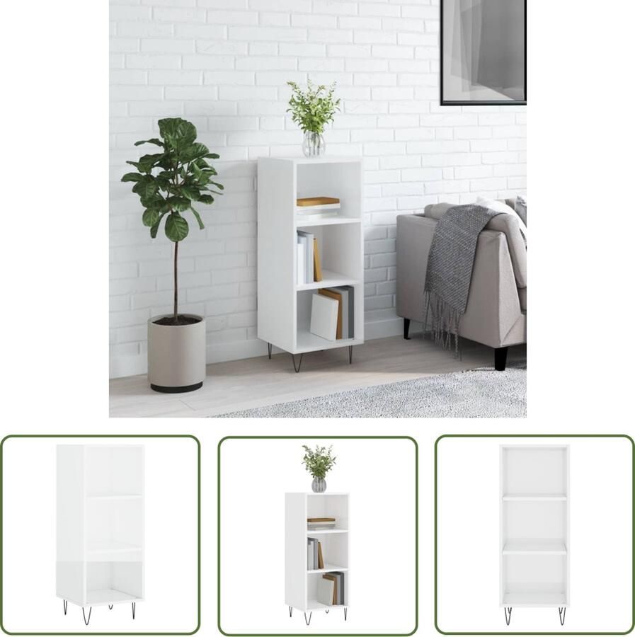 VidaXL Dressoir 34 5x32 5x90 cm bewerkt hout hoogglans wit Dressoir Houten Dressoir Witte Dressoir Modern Dressoir Landelijk Dressoir