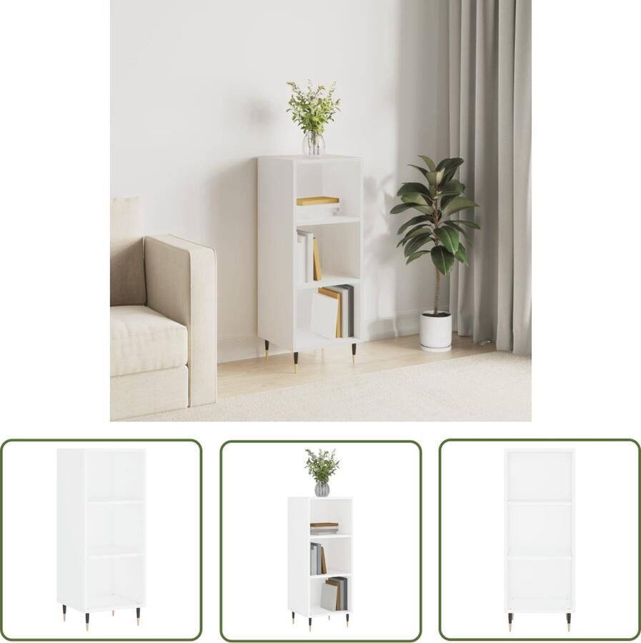 The Living Store Dressoir 34 5x32 5x90 cm bewerkt hout wit Dressoir Wit Dressoir Houten Dressoir Vintage Dressoir Salontafel - Foto 2