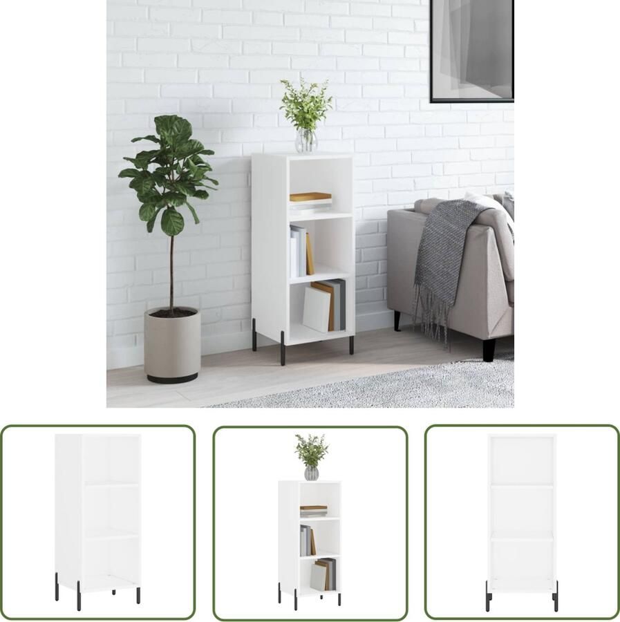 The Living Store Dressoir 34 5x32 5x90 cm bewerkt hout wit Dressoir Wit Dressoir Houten Dressoir Vintage Dressoir Salontafel - Foto 3