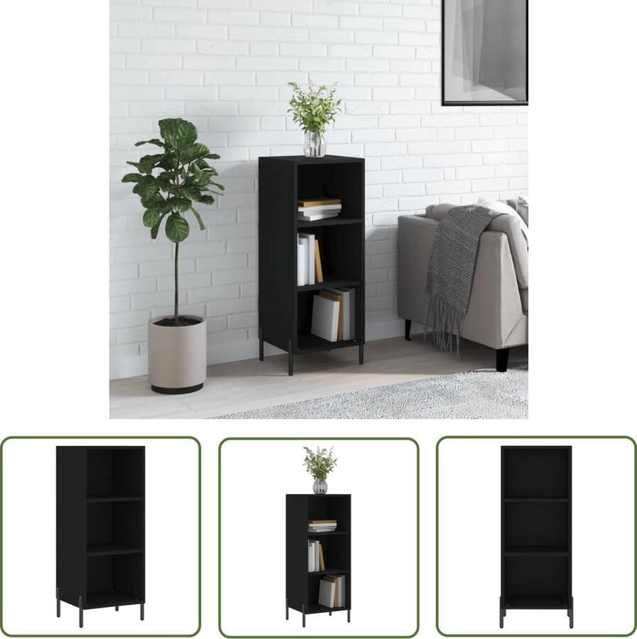 VidaXL Dressoir 34 5x32 5x90 cm bewerkt hout zwart Dressoir Houten Dressoir Black Dresser Modern Dressoir Compact Dressoir