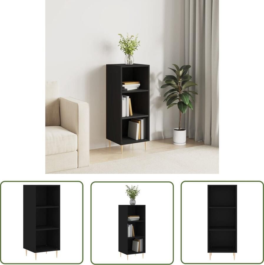 The Living Store Dressoir 34 5x32 5x90 cm bewerkt hout zwart Dressoir Kasten Woonkamerinrichting Modern Dressoir Zwart Dressoir