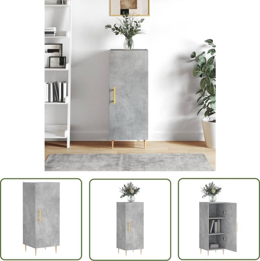 VidaXL Dressoir 34 5x34x90 cm bewerkt hout betongrijs Dressoir Houten Dressoir Grijze Dressoir Industrieel Dressoir Vintage Dressoir - Foto 2