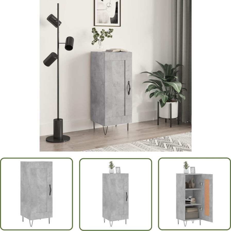 VidaXL Dressoir 34 5x34x90 cm bewerkt hout betongrijs Dressoir Houten Dressoir Grijze Dressoir Industrieel Dressoir Vintage Dressoir