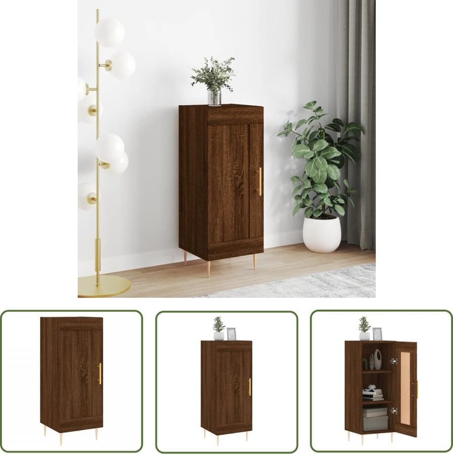 VidaXL Dressoir 34 5x34x90 cm bewerkt hout bruin eikenkleur Dressoir Houten Dressoir Bruin Dressoir Compact Dressoir Vintage Dressoir