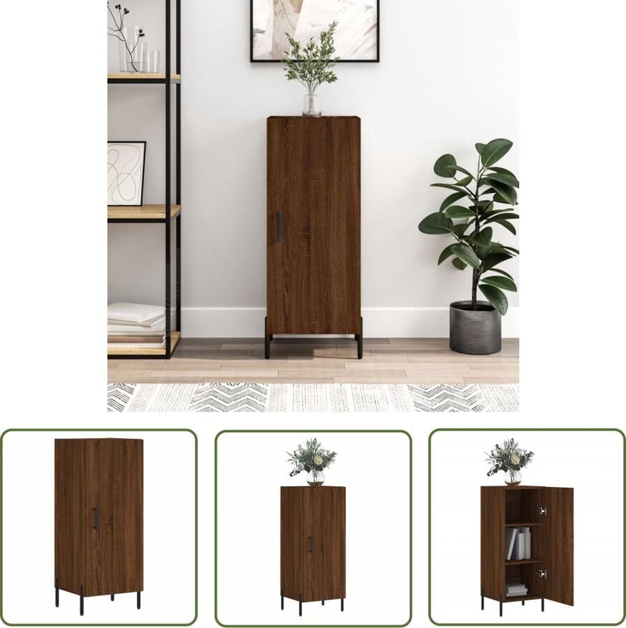 The Living Store Dressoir 34 5x34x90 cm bewerkt hout bruin eikenkleur Dressoir Opbergkast Houten Dressoir Bruine Eiken Salontafel - Foto 2