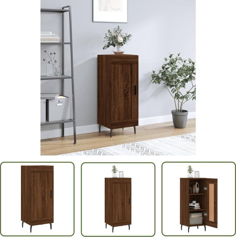 The Living Store Dressoir 34 5x34x90 cm bewerkt hout bruin eikenkleur Dressoir Houten Dressoir Bruine Eiken Dressoir Opbergmeubels Woonkamer Meubilair - Foto 3