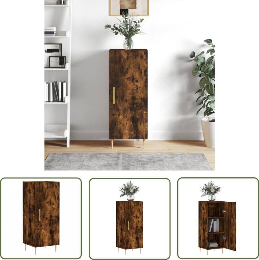 The Living Store Dressoir 34 5x34x90 cm bewerkt hout gerookt eiken Dressoir Bijzetkast Houten Dressoir Vintage Dressoir Landelijk Dressoir