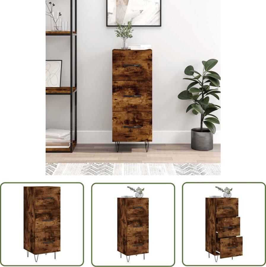 VidaXL Dressoir 34 5x34x90 cm bewerkt hout gerookt eiken Dressoir Houten Dressoir Bruine Dressoir Vintage Dressoir Industrieel Dressoir