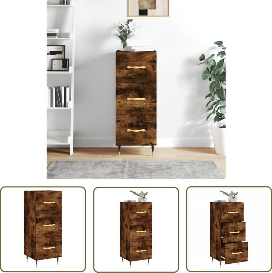 VidaXL Dressoir 34 5x34x90 cm bewerkt hout gerookt eiken Dressoir Houten Dressoir Vintage Dressoir Modern Dressoir Bruine Dressoir
