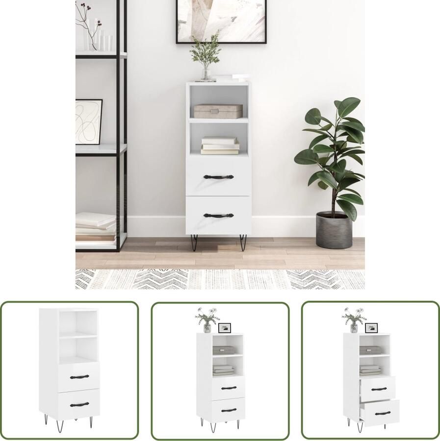The Living Store Dressoir 34 5x34x90 cm bewerkt hout hoogglans wit Dressoir Wit Dressoir Modern Dressoir Houten Dressoir Design Dressoir