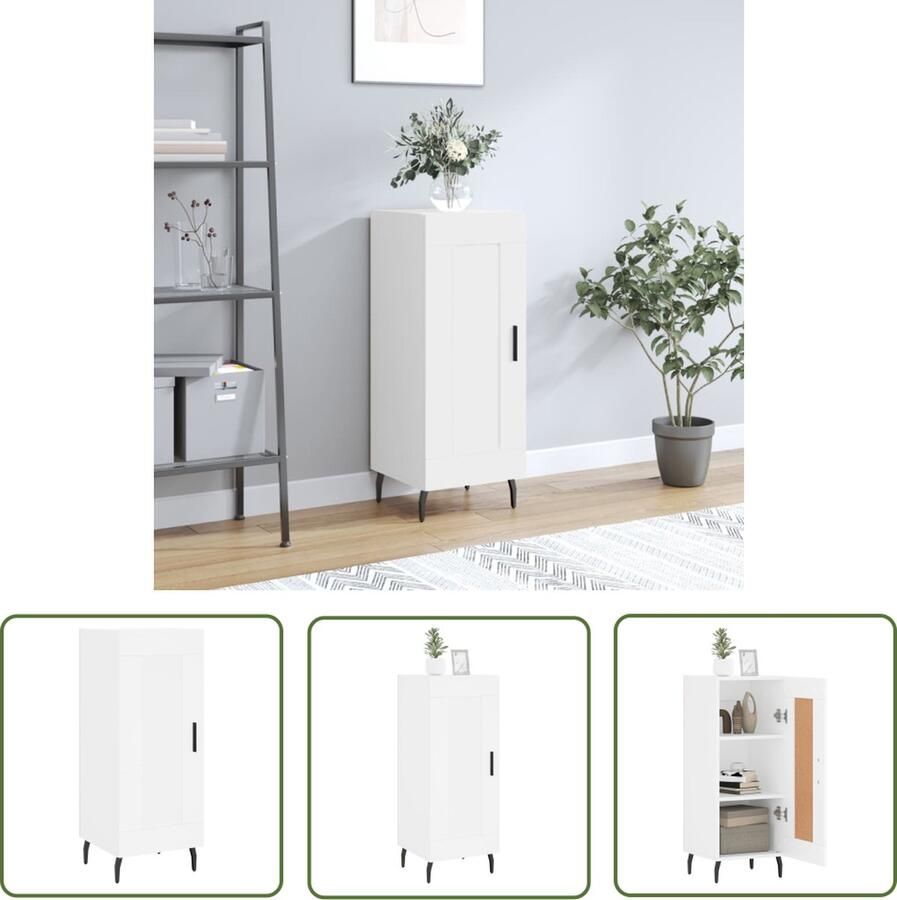 VidaXL Dressoir 34 5x34x90 cm bewerkt hout wit Dressoir Houten Dressoir Wit Dressoir Opbergmeubel Salontafel