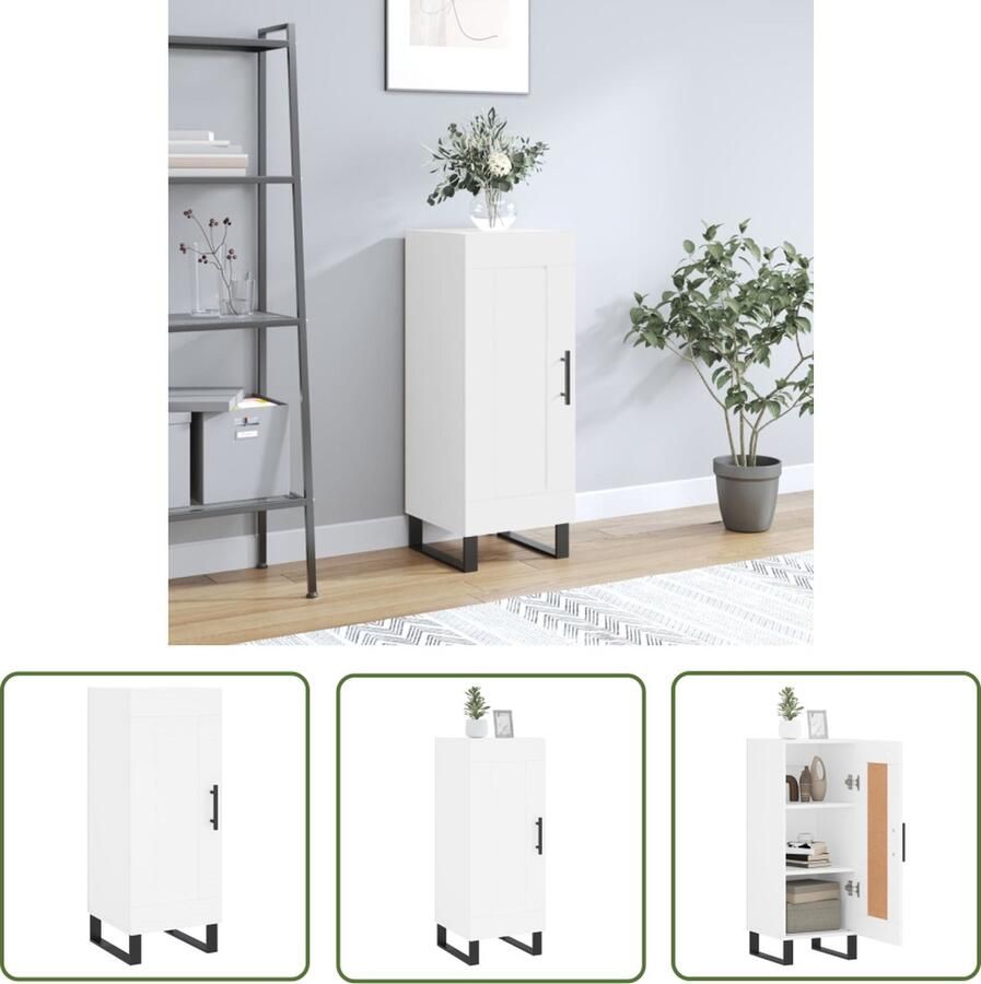 VidaXL Dressoir 34 5x34x90 cm bewerkt hout wit Dressoir Houten Dressoir Wit Dressoir Vintage Dressoir Modern Dressoir - Foto 3