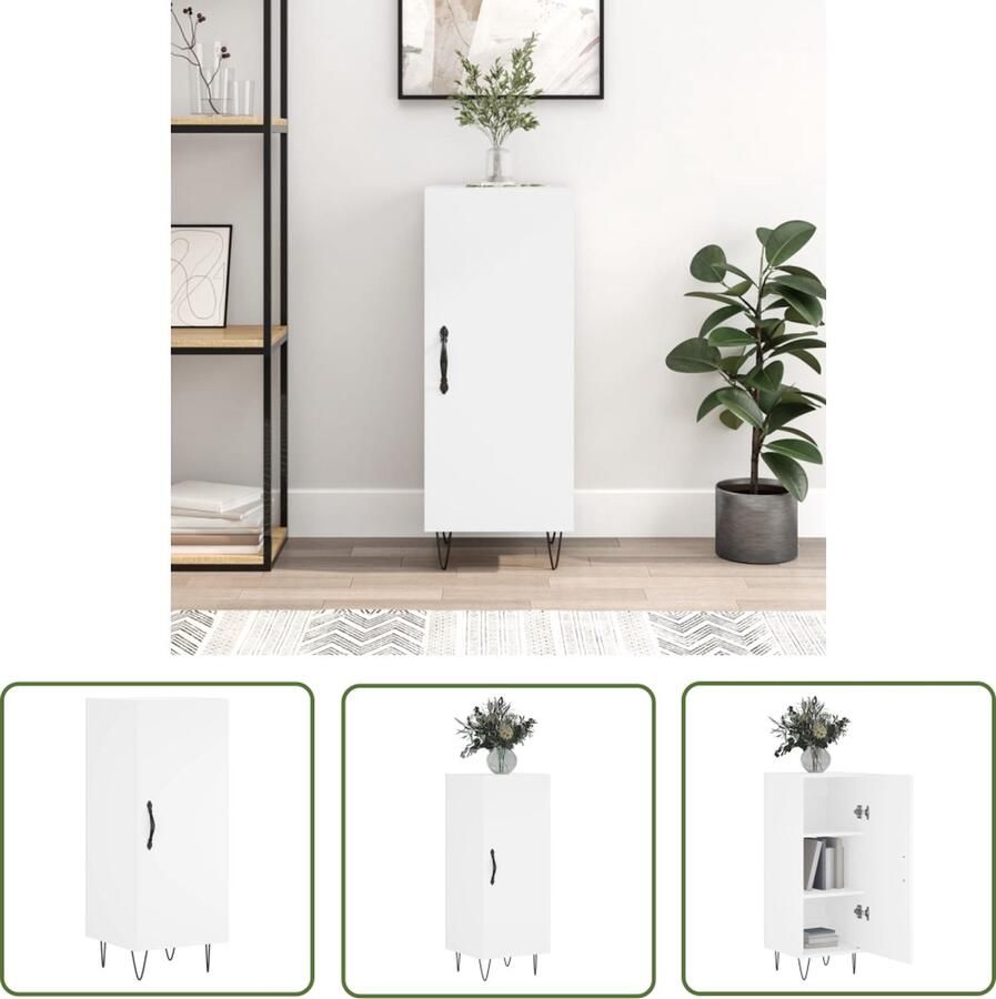 VidaXL Dressoir 34 5x34x90 cm bewerkt hout wit Dressoir Houten Dressoir Wit Dressoir Vintage Dressoir Modern Dressoir - Foto 2