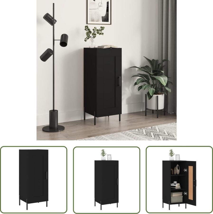 The Living Store Dressoir 34 5x34x90 cm bewerkt hout zwart Dressoir Zwarte Dressoirs Houten Dressoir Modern Dressoir Tv Meubel