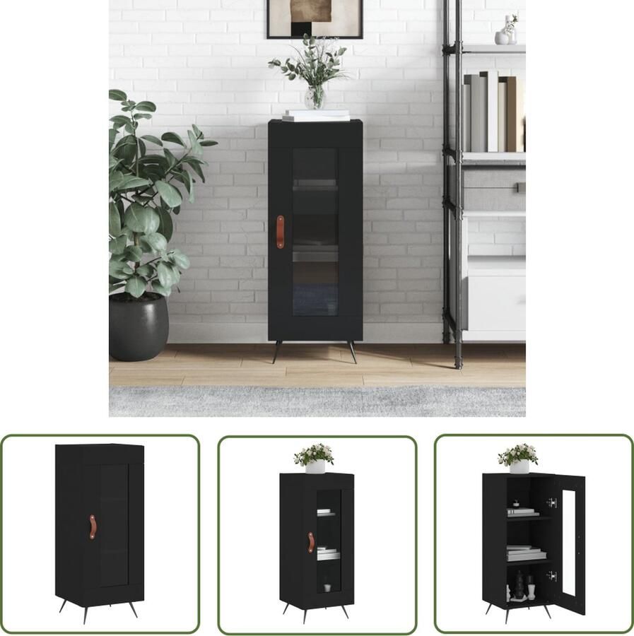 The Living Store Dressoir 34 5x34x90 cm bewerkt hout zwart Dressoir Zwarte Dressoir Houten Dressoir Vintage Dressoir Salontafel