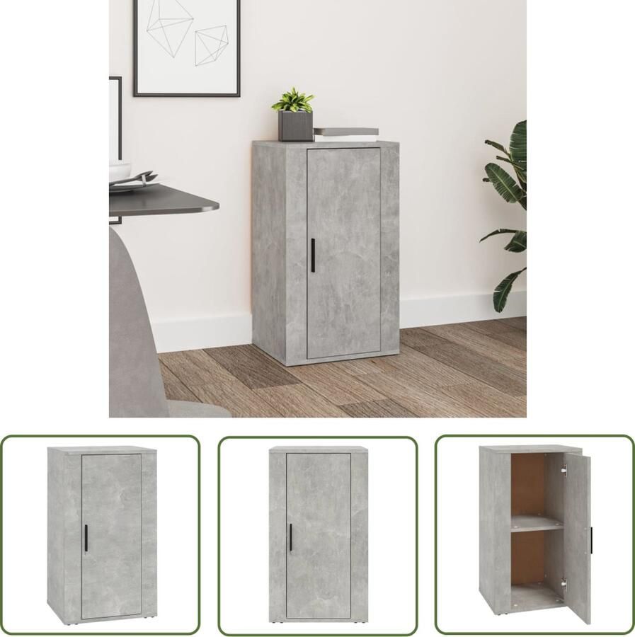 The Living Store Dressoir 40x33x70 cm bewerkt hout betongrijs Dressoir Houten Dressoir Grijze Dressoir Vintage Dressoir Modern Dressoir