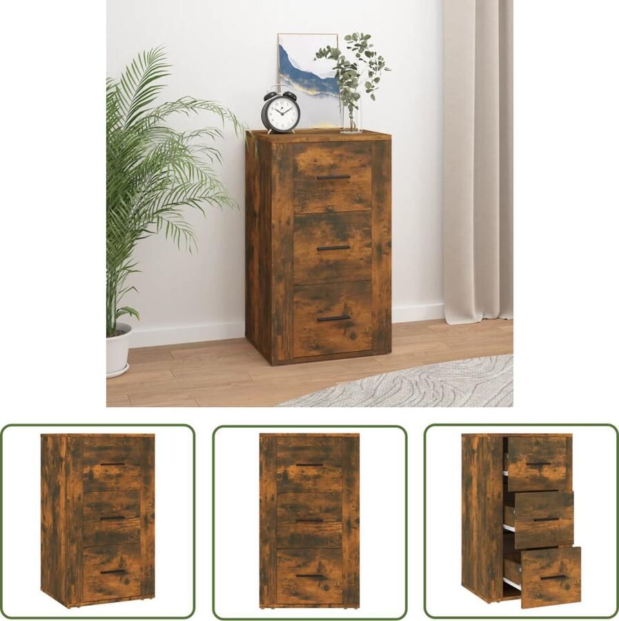 VidaXL Dressoir 40x33x70 cm bewerkt hout gerookt eikenkleurig Dressoir Houten Dressoir Bruine Dressoir Vintage Dressoir Salontafel