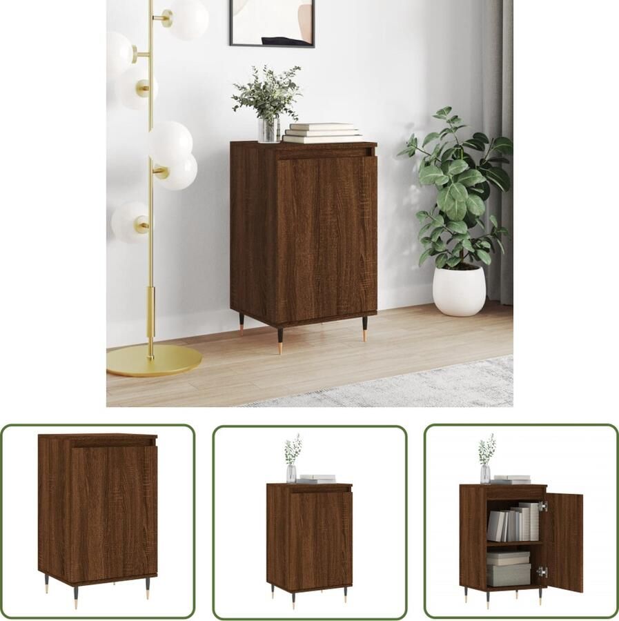 The Living Store Dressoir 40x35x70 cm bewerkt hout bruin eikenkleur Dressoir Kasten Houten Dressoirs Vintage Dressoir Landelijk Dressoir