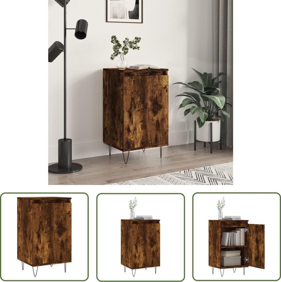 The Living Store Dressoirs 2 st 40x35x70 cm bewerkt hout gerookt eikenkleurig Dressoir Houten Dressoir Vintage Dressoir Landelijk Dressoir Modern Dressoir - Foto 2