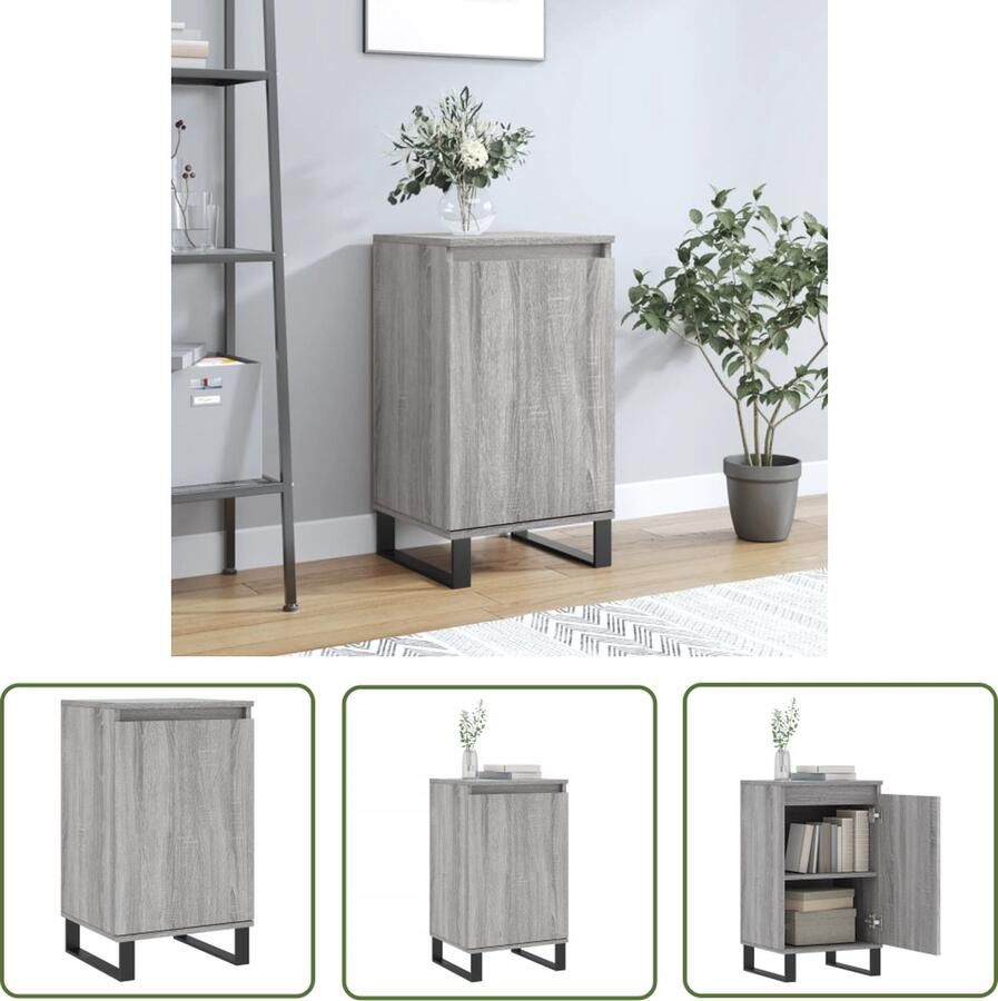 VidaXL Grijze Dressoirs Dressoir Dressoirs 2 st 40x35x70 cm bewerkt hout grijs sonoma Houten Dressoirs Vintage Dressoirs Salontafel - Foto 3