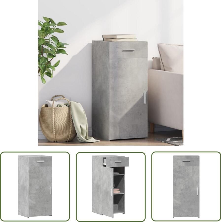 The Living Store Dressoir 40x42 5x93 cm bewerkt hout betongrijs Dressoir Houten Dressoir Betonnen Dressoir Grijze Dressoir Opbergkast