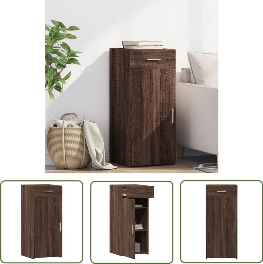 The Living Store Dressoir 40x42 5x93 cm bewerkt hout bruin eikenkleur Dressoir Houten Kast Wandmontage Bruine Eiken Kleur Opbergruimte