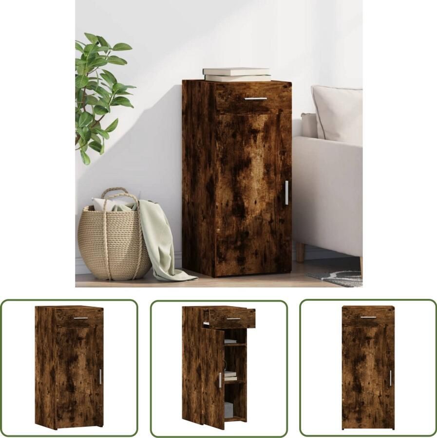 The Living Store Dressoir 40x42 5x93 cm bewerkt hout gerookt eikenkleurig Dressoir Houten Dressoir Opbergkast Vintage Dressoir Landelijke Dressoir