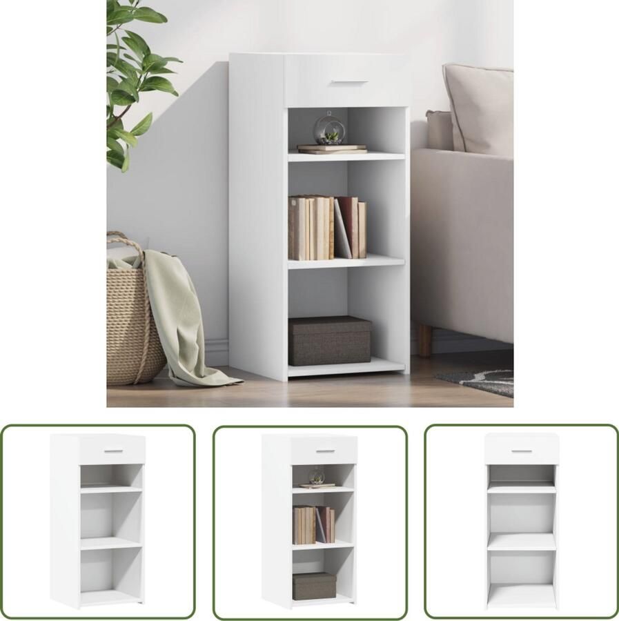 The Living Store Dressoir 40x42 5x93 cm bewerkt hout wit Dressoir Scandinavisch Design Houten Dressoir Wit Dressoir Opbergkast - Foto 2