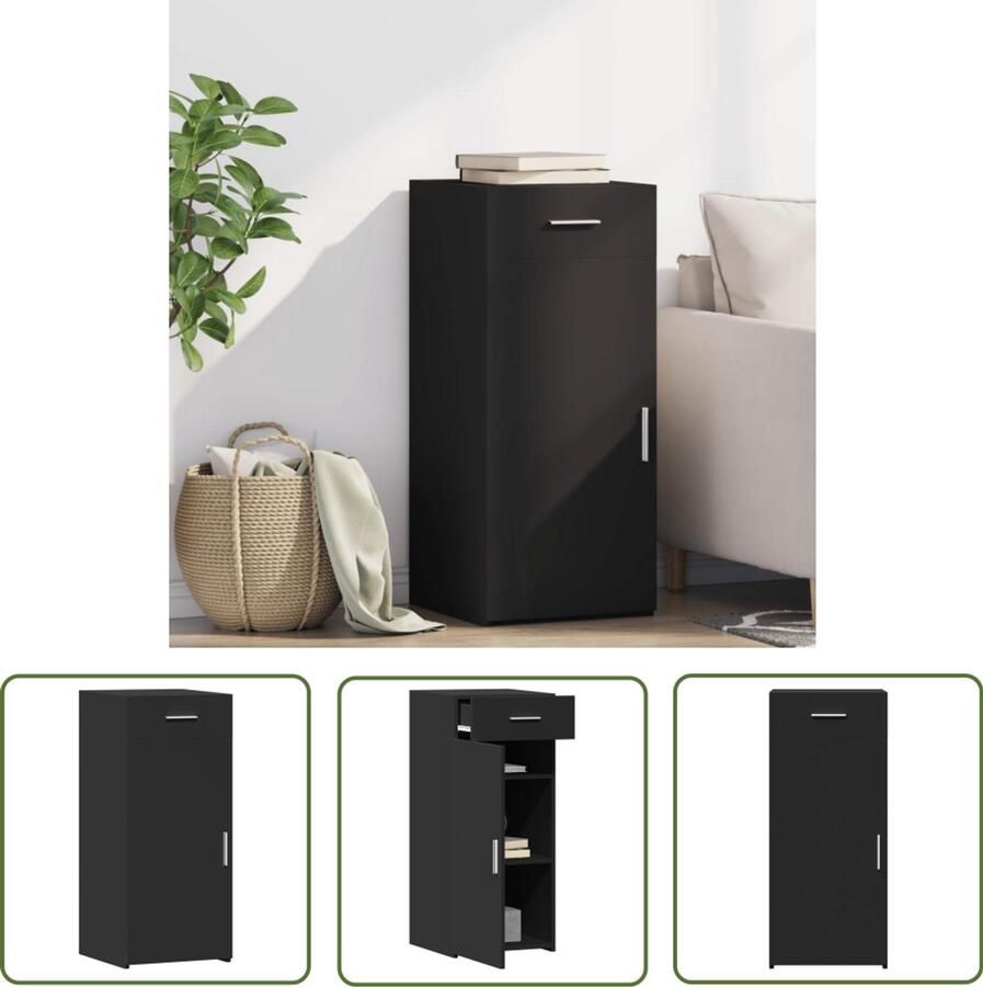 The Living Store Dressoir 40x42 5x93 cm bewerkt hout zwart Dressoir Zwarte Dressoirs Houten Dressoir Opbergkast Salontafel