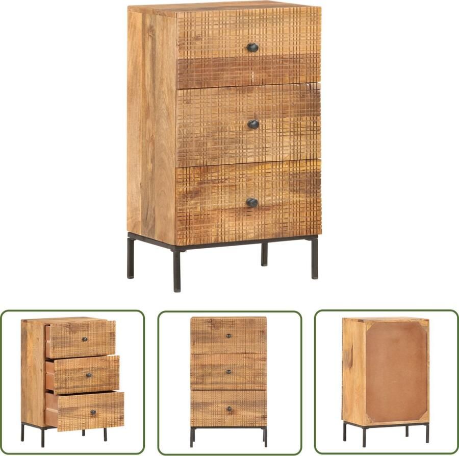 The Living Store Dressoir 45x30x75 cm massief mangohout Dressoir Vintage Dresser Mango Wood Furniture Houten Dressoir Industrieel Dressoir