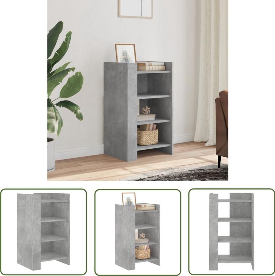 The Living Store Dressoir 45x35x75 cm bewerkt hout betongrijs Dressoir Opbergkast Houten Dressoir Betonnen Grijze Kast Vintage Dressoir