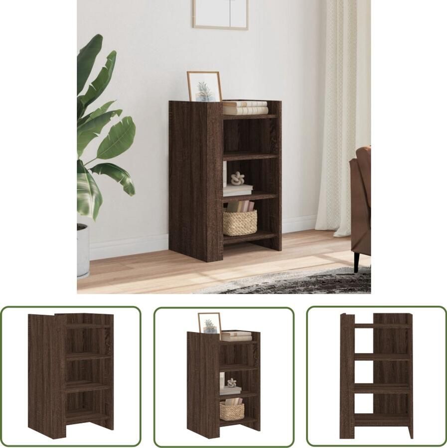 The Living Store Dressoir 45x35x75 cm bewerkt hout bruin eikenkleur Dressoir Houten Dressoir Opbergkast Vintage Dressoir Salontafel