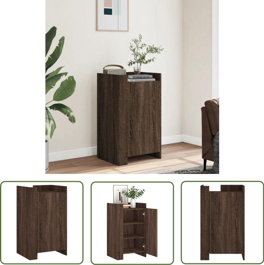 The Living Store Dressoir 45x35x75 cm bewerkt hout bruin eikenkleurig Dressoir Opbergkast Houten Kast Bruine Eiken Kleur Modern Design