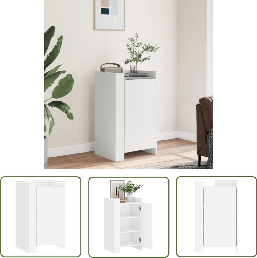 The Living Store Dressoir 45x35x75 cm bewerkt hout wit Dressoir Modern Dressoir Houten Dressoir Wit Dressoir Opbergkast