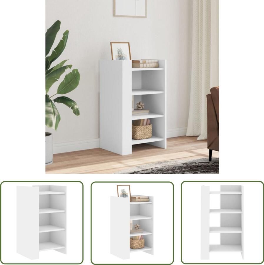 The Living Store Dressoir 45x35x75 cm bewerkt hout wit Dressoir Opbergkast Houten Dressoir Wit Dressoir Kleine Dressoir