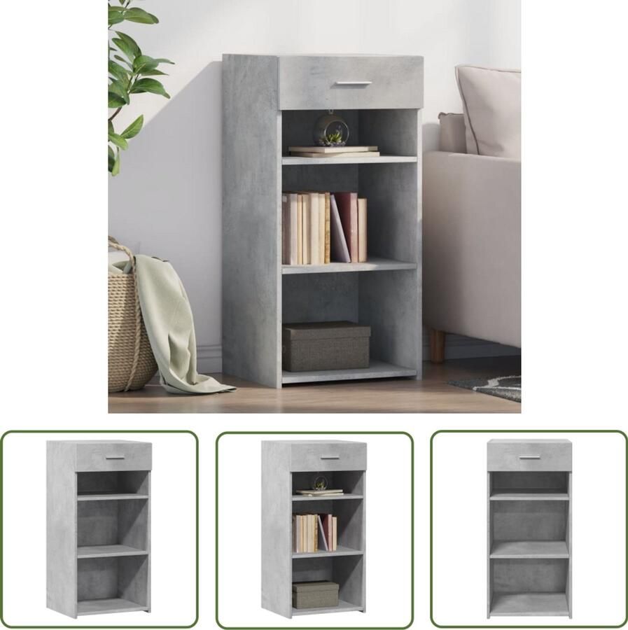 VidaXL Dressoir 45x42 5x93 cm bewerkt hout betongrijs Dressoir Houten Dressoir Beton Grijs Dressoir Scandinavisch Dressoir Modern Dressoir