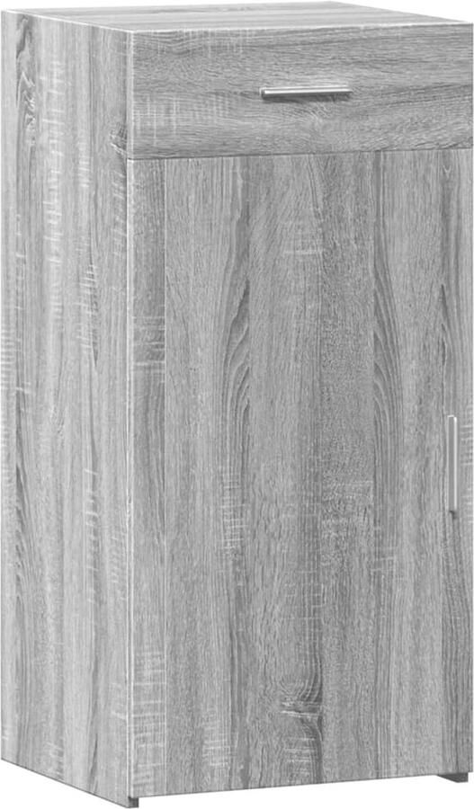 The Living Store Dressoir 45x42 5x93 cm bewerkt hout grijs sonoma eikenkleurig Dressoir Houten Dressoir Grijze Dressoir Opbergkast Salontafel