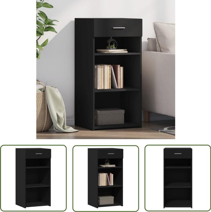 The Living Store Dressoir 45x42 5x93 cm bewerkt hout zwart Dressoir Scandinavisch Design Zwarte Dressoir Houten Dressoir Opbergkast