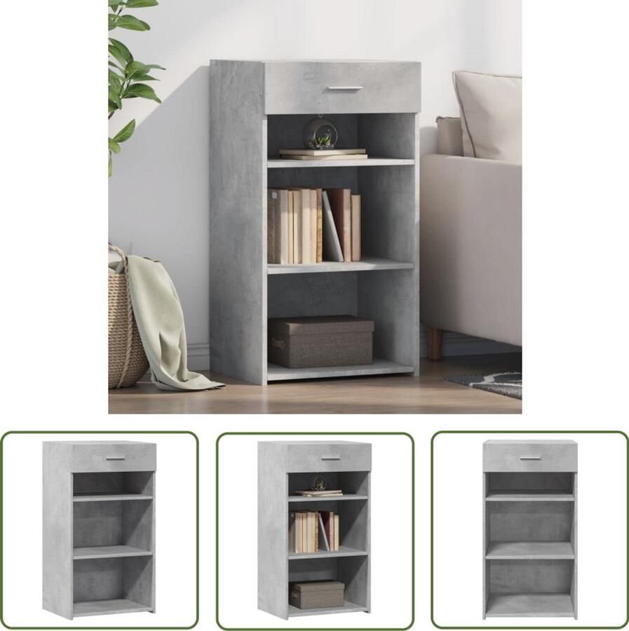 The Living Store Dressoir 50x42 5x93 cm bewerkt hout betongrijs Dressoir Scandinavisch Design Houten Dressoir Betongrijs Dressoir Opbergkast