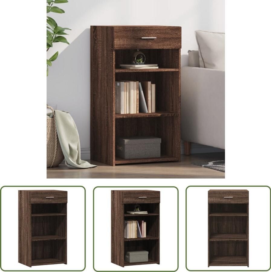 The Living Store Dressoir 50x42 5x93 cm bewerkt hout bruin eikenkleur Dressoir Scandinavisch Design Houten Dressoir Bruine Eiken Kleur Opbergkast