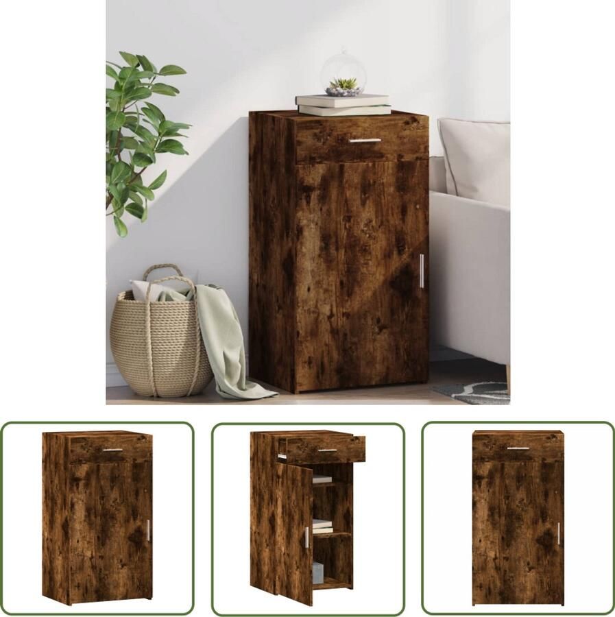 The Living Store Dressoir 50x42 5x93 cm bewerkt hout gerookt eikenkleurig Dressoir Houten Dressoir Vintage Dressoir Landelijk Dressoir Opbergkast