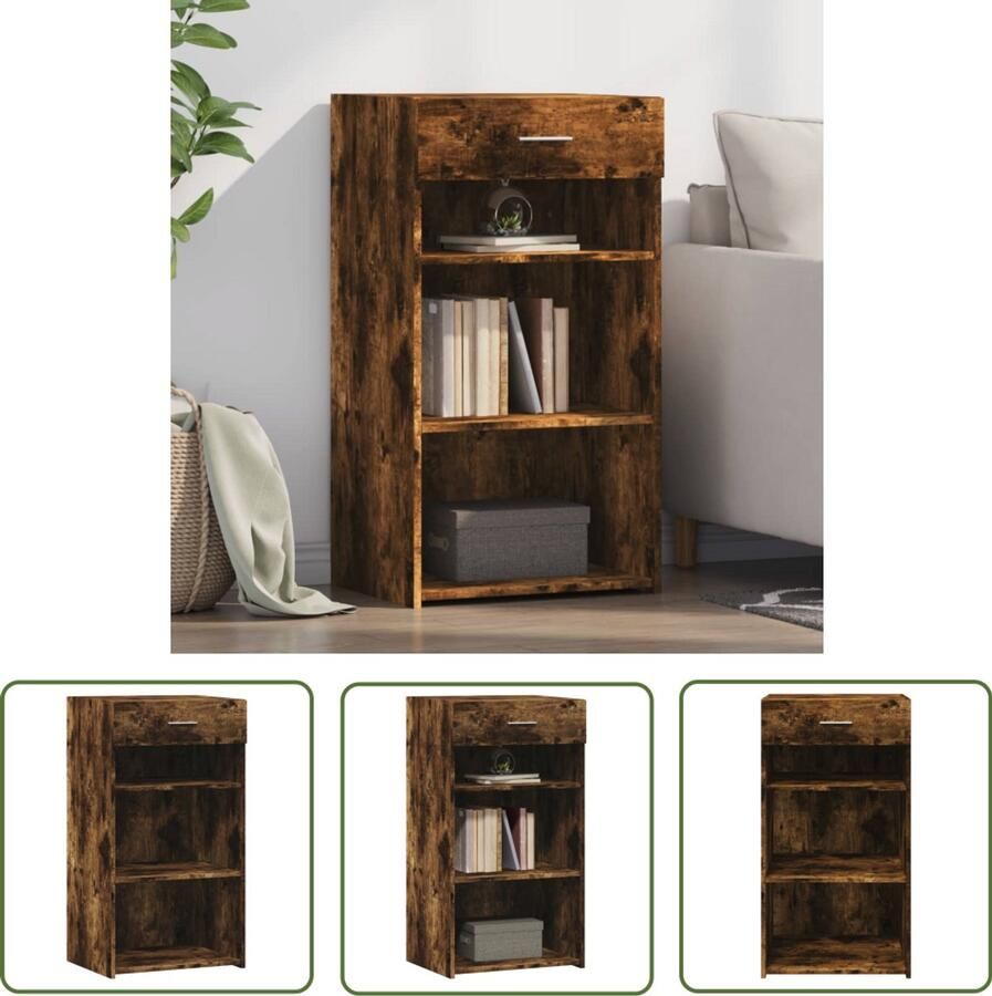 The Living Store Dressoir 50x42 5x93 cm bewerkt hout gerookt eikenkleurig Dressoir Scandinavisch Design Houten Dressoir Vintage Dressoir Opbergkast - Foto 2