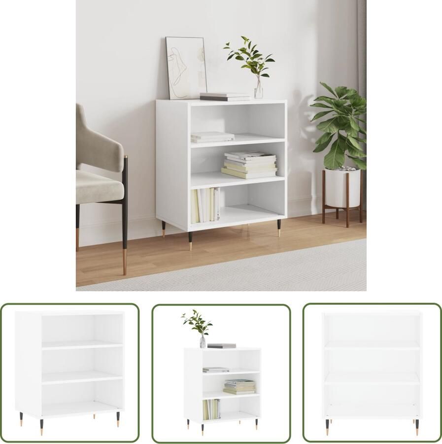 The Living Store Dressoir 57x35x70 cm bewerkt hout wit Dressoir Kast Opbergmeubels Houten Dressoir Wit Dressoir