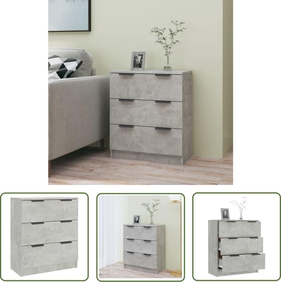 The Living Store Dressoir 60x30x70 cm bewerkt hout betongrijs Dressoir Houten Dressoir Grijze Dressoir Vintage Dressoir Salontafel