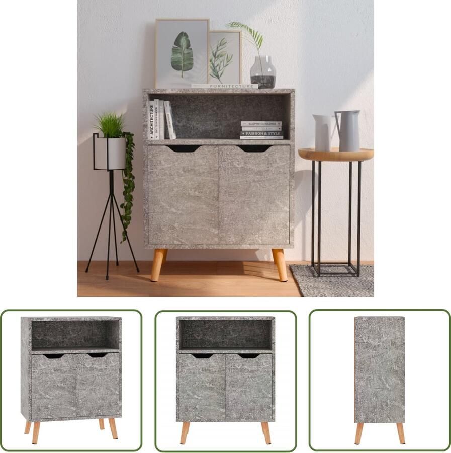 VidaXL Dressoir 60x30x72 cm bewerkt hout betongrijs Dressoir Houten Dressoir Grijze Dressoir Vintage Dressoir Salontafel