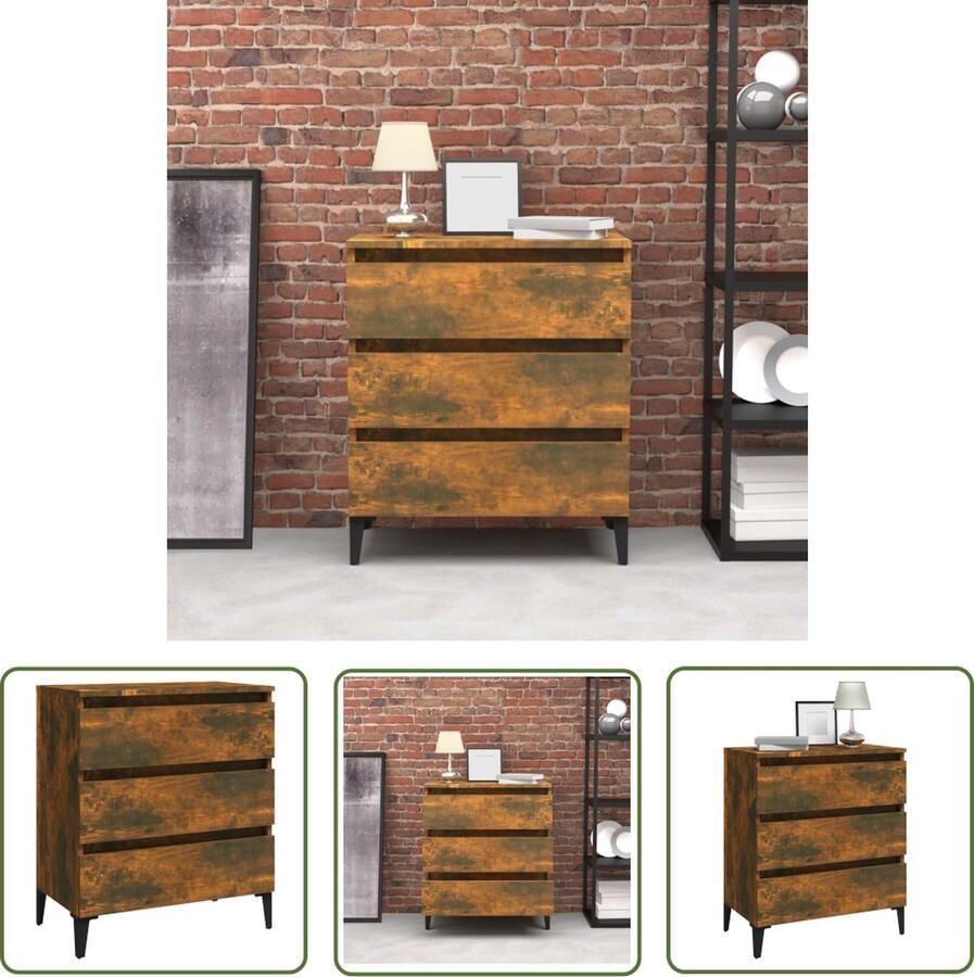 The Living Store Dressoir 60x35x69 cm bewerkt hout gerookt eikenkleurig Dressoir Bijzetkast Houten Dressoir Landelijk Dressoir Vintage Dressoir