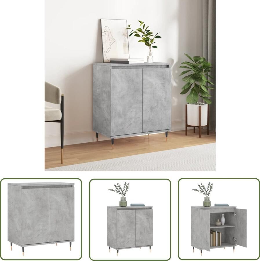 VidaXL Dressoir 60x35x70 cm bewerkt hout betongrijs Dressoir Houten Dressoir Grijze Dressoir Modern Dressoir Livingroom Furniture